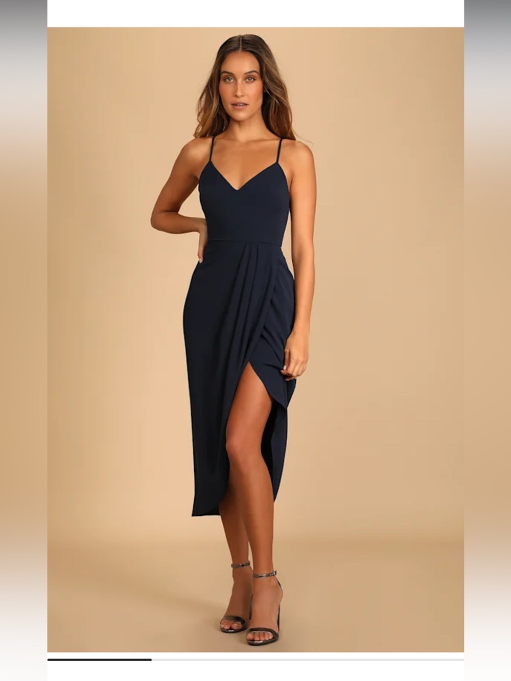 Lulu’s Reinette Navy Blue Midi Dress